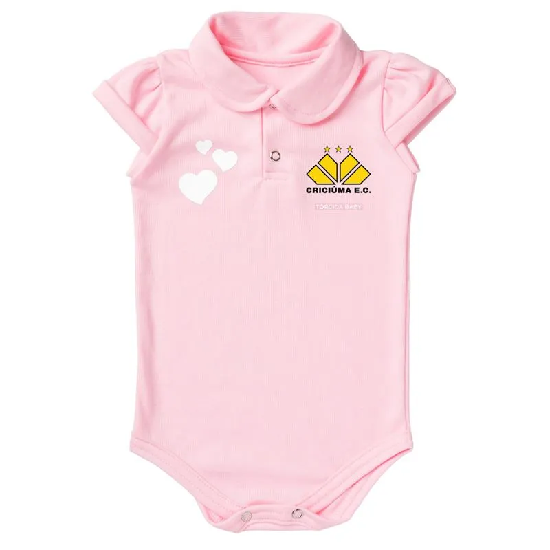 Body Criciuma Polo Bebe Recem Nascido Branco Ou Rosa - Rosa - P (0-3 Meses)