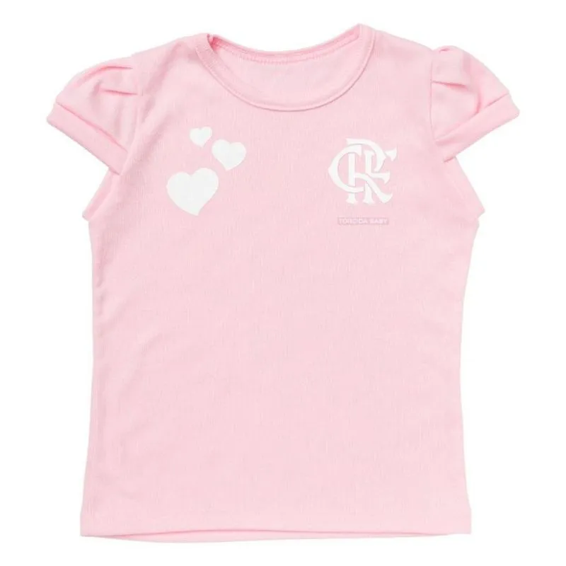 Camisa Infantil Flamengo Baby Look Rosa Oficial Tam 2
