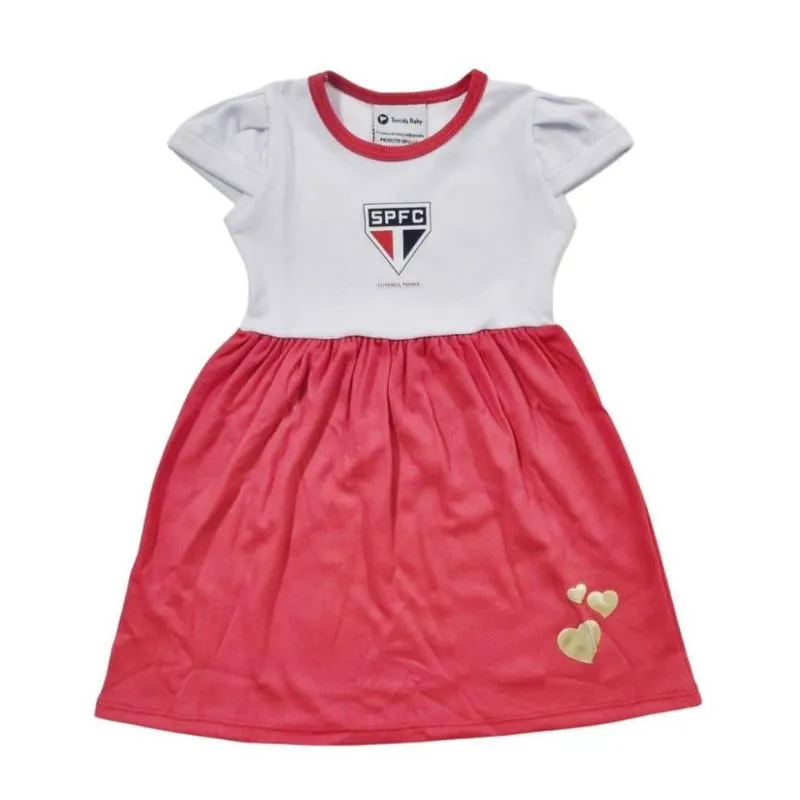 Vestido Infantil São Paulo Canelado Torcida Baby Tam 6
