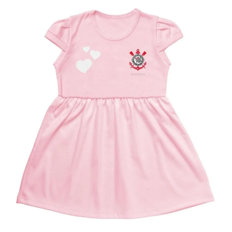 Vestido Infantil Corinthians Rosa Torcida Baby Tam 2 / Rosa