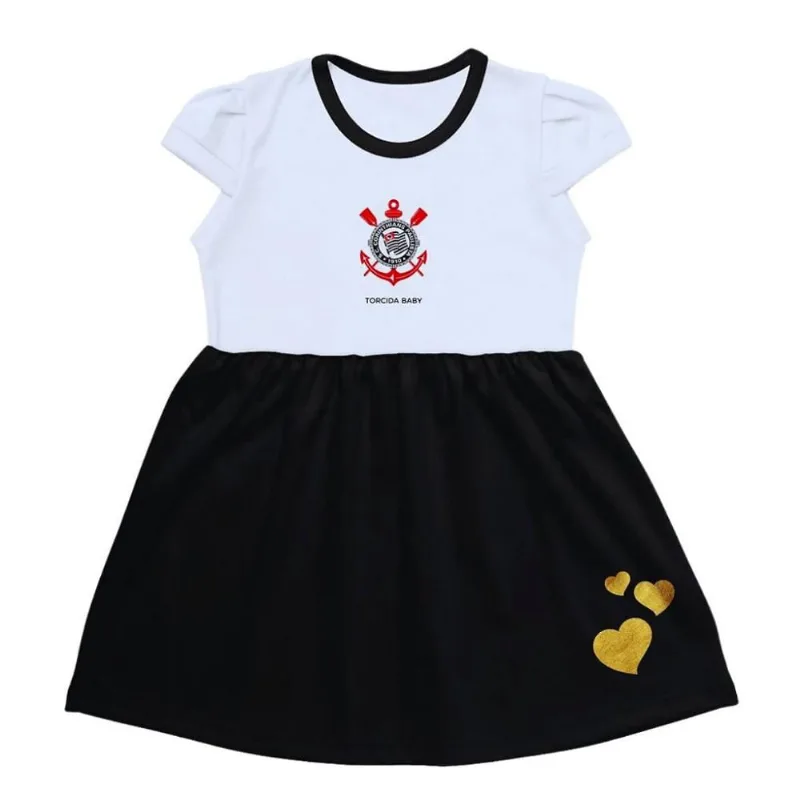 Vestido Infantil Corinthians Canelado Torcida Baby Tam 4 - Torcida Baby