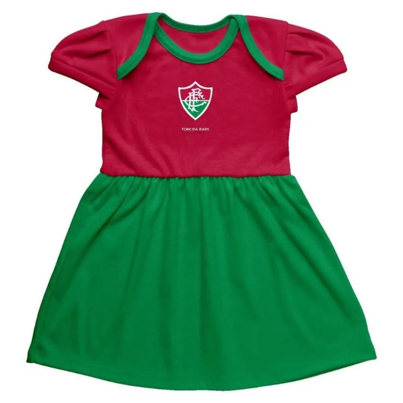 Vestido Infantil Fluminense Canelado Torcida Baby Tam 6 / Grená / Verde