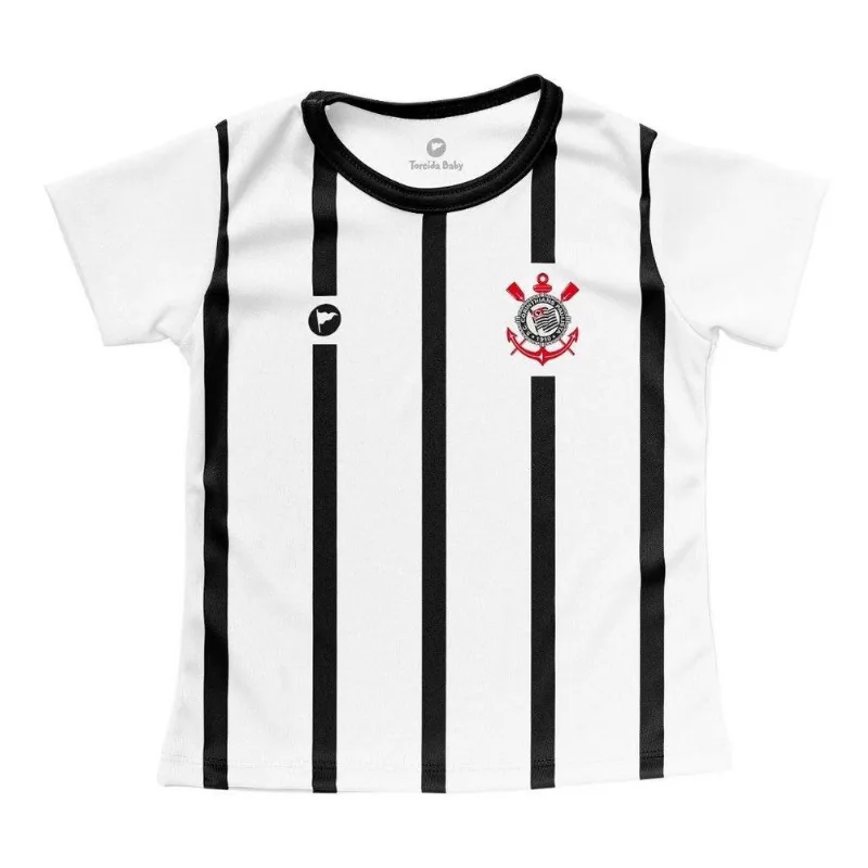 Baby Look Corinthians Bebê Listrada Branca Oficial GG