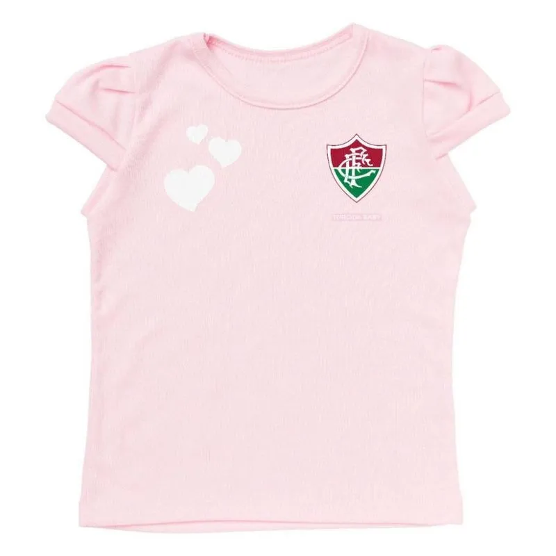 Camisa Infantil Fluminense Baby Look Rosa Oficial Tam 6