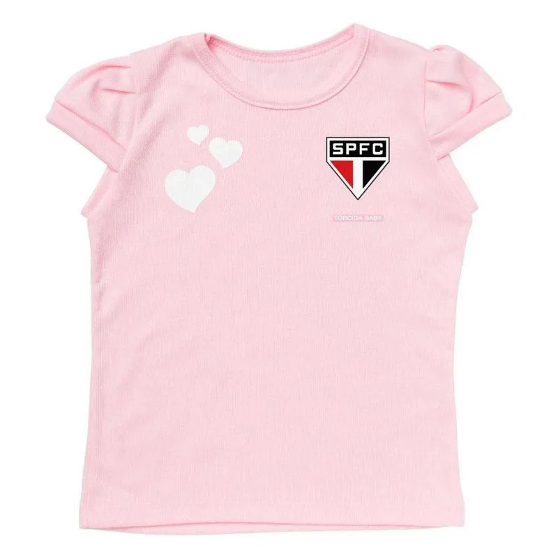 Camisa Infantil São Paulo Baby Look Rosa Oficial Tam 8