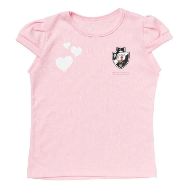 Camisa Infantil Vasco Baby Look Rosa Oficial Tam 6