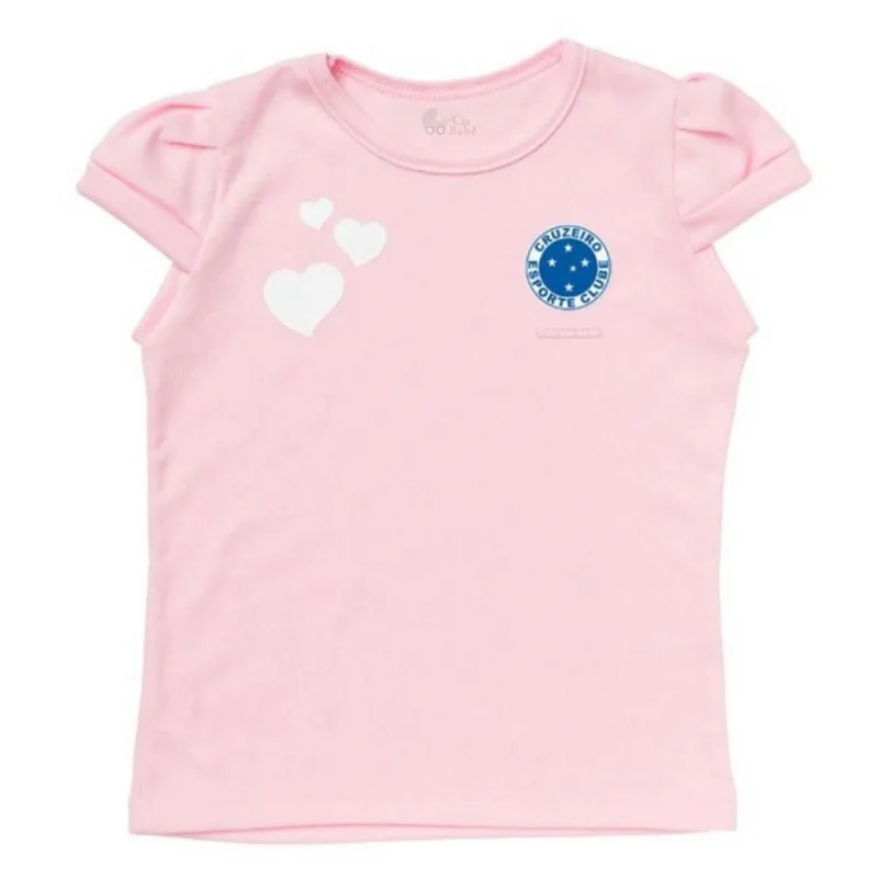 Camisa Infantil Cruzeiro Baby Look Rosa Oficial Tam 6