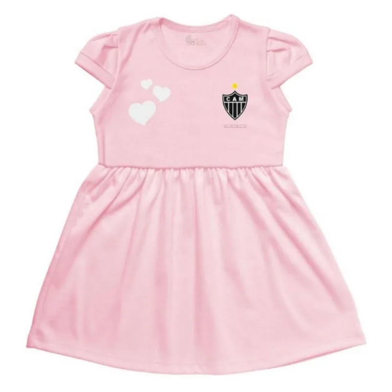 Vestido Infantil Atlético MG Canelado Rosa Torcida Baby Tam 4