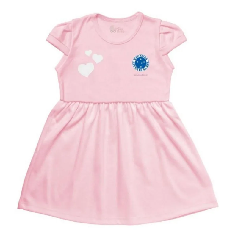 Vestido Infantil Cruzeiro Canelado Rosa Torcida Baby Tam 2