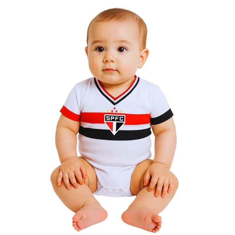 Body Bebê São Paulo Branco Premium Torcida Baby Oficial M