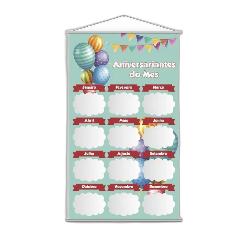 Banner Escolar Pedagógico Aniversariantes Do Mês 80x50cm