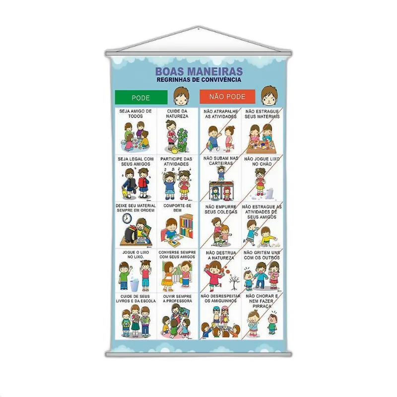 Banner Escolar Pedagógico - Boas Maneiras 120x65cm