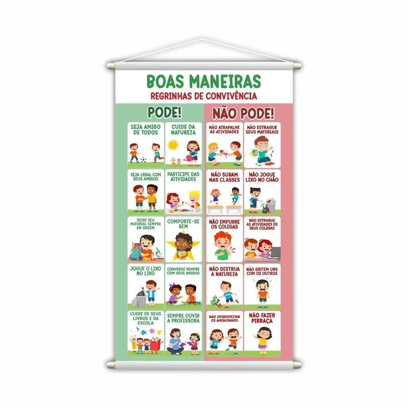 Banner Escolar Pedagógico - Boas Maneiras 80x50cm