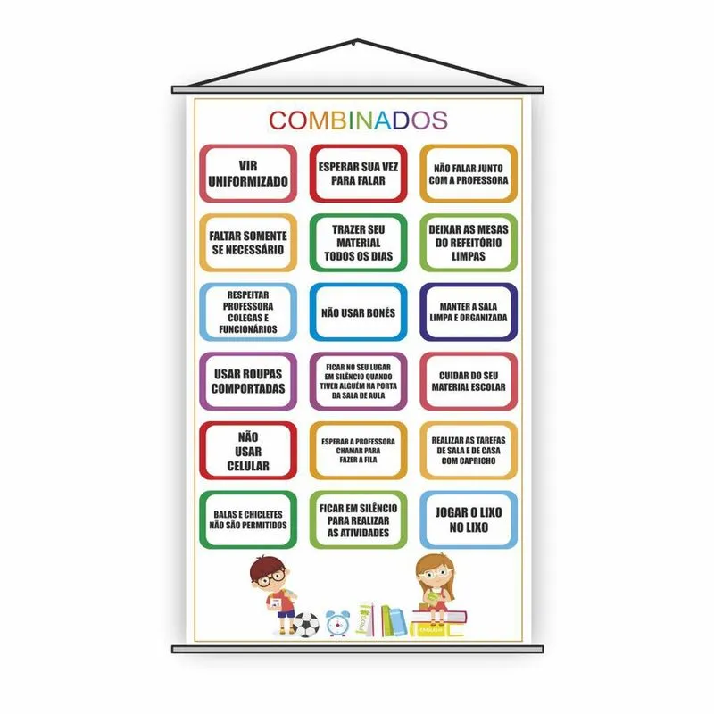 Banner Pedagógico Escolar - Combinados 120X65Cm