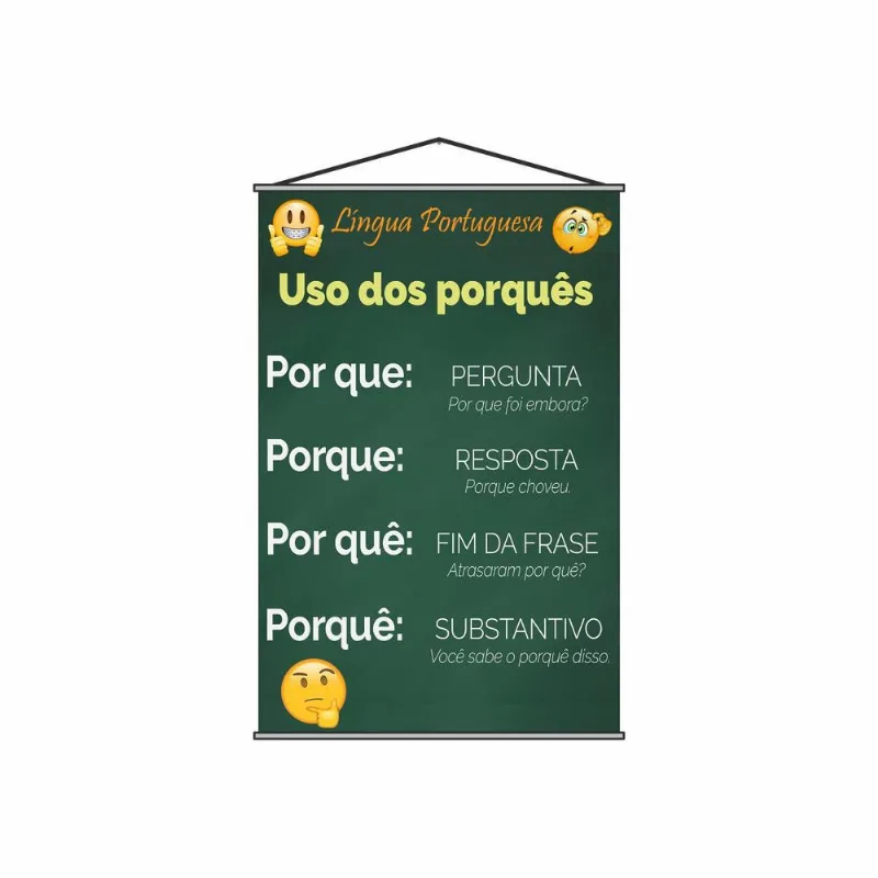 Banner Pedagógico Escolar Português Uso Dos Porquês 80x50cm