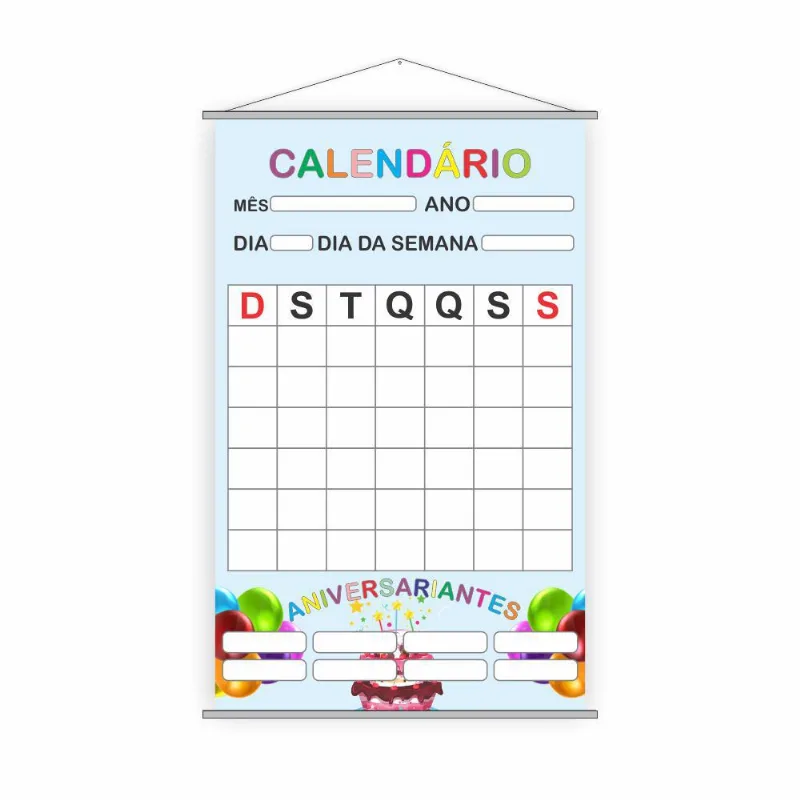 Banner Escolar Calendário + Aniversariantes 120x65cm