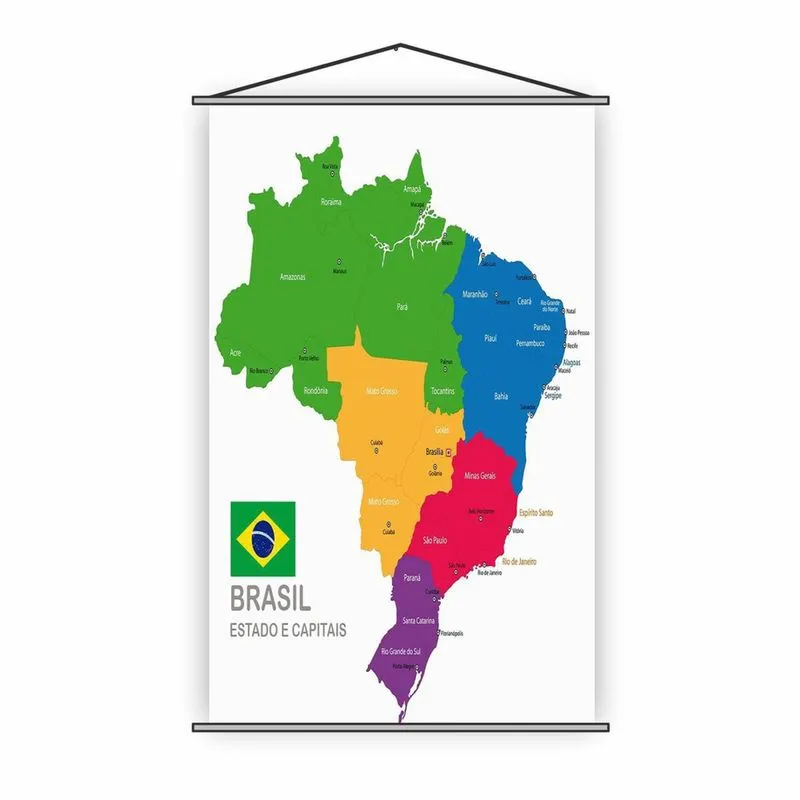 Banner Pedagógico Mapa Estados E Capitais Do Brasil 120X65Cm