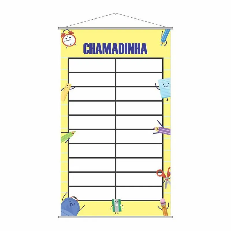 Banner Pedagógico Escolar Chamadinha Com 20 Alunos 120X65Cm