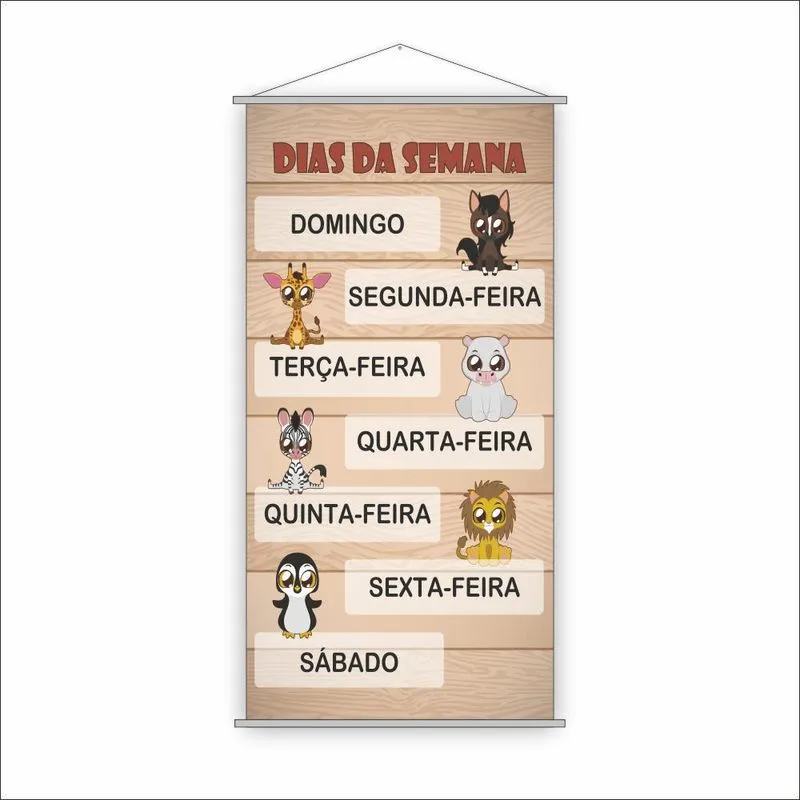 Banner Pedagógico Escolar - Dias Da Semana 120x65cm