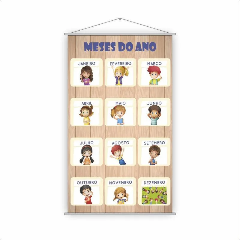 Banner Pedagógico Escolar - Meses Do Ano 120x65cm