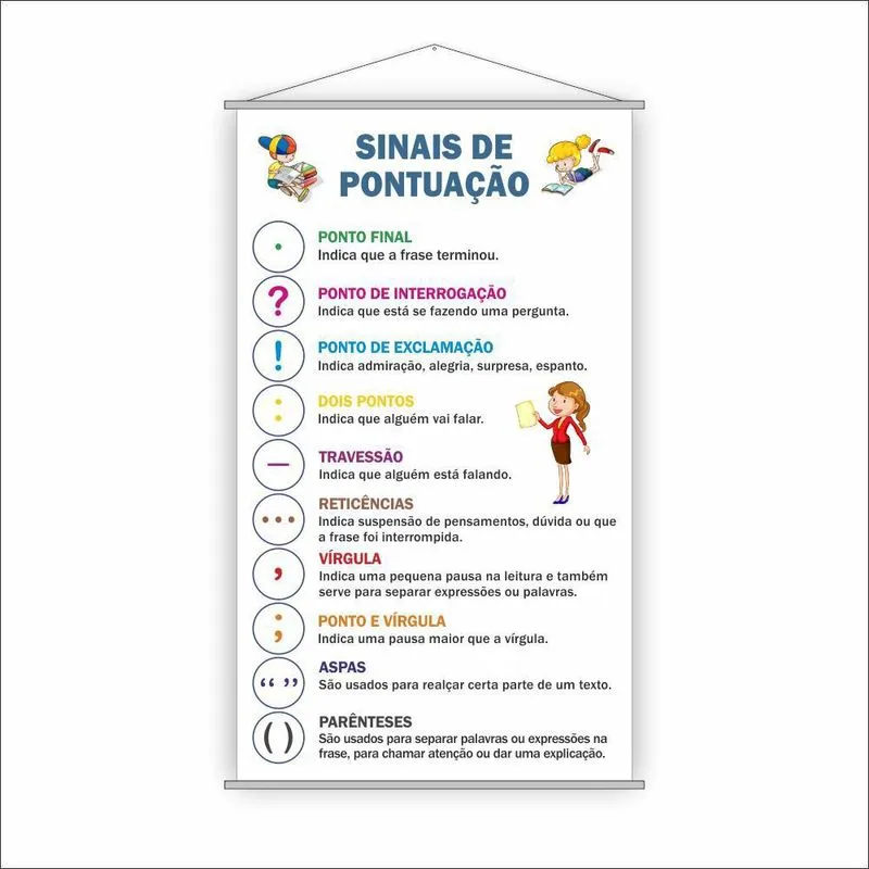 Banner Pedagógico Escolar Sinais De Pontuação 120X65Cm