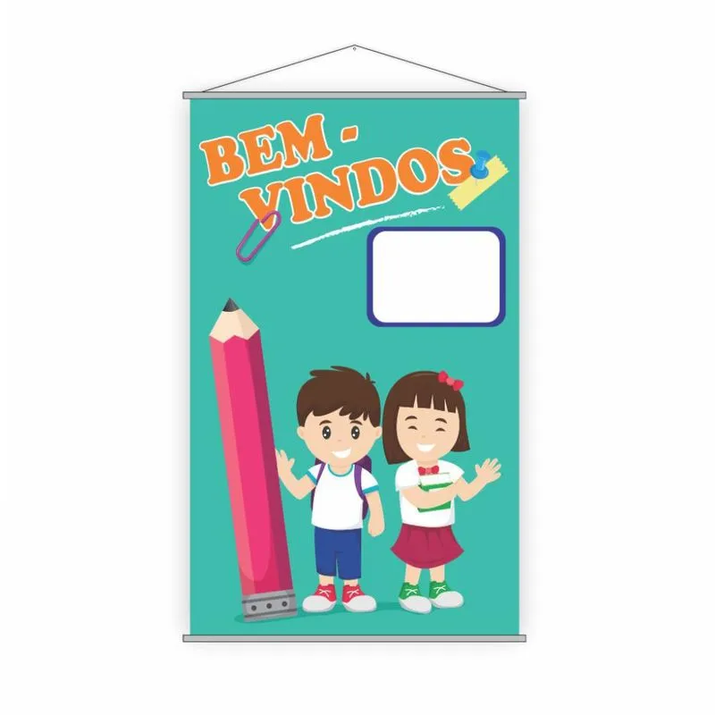 Banner Escolar Pedagógico Bem Vindos 120x65cm