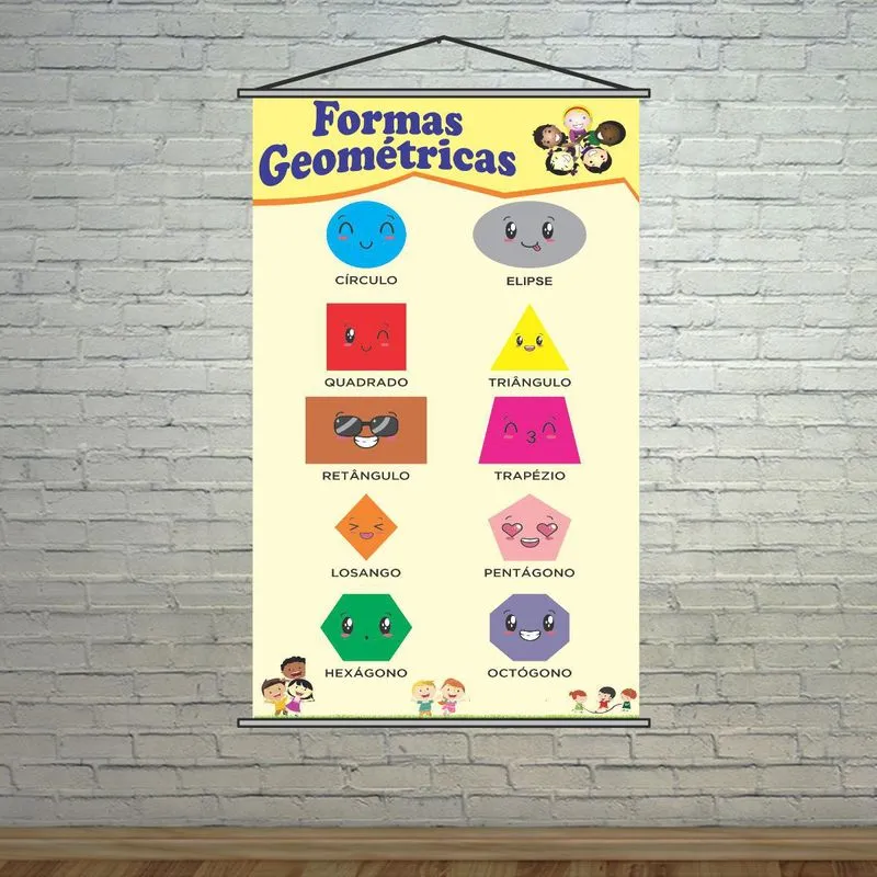 Banner Escolar Pedagógico Formas Geométricas 2 - 120x65cm