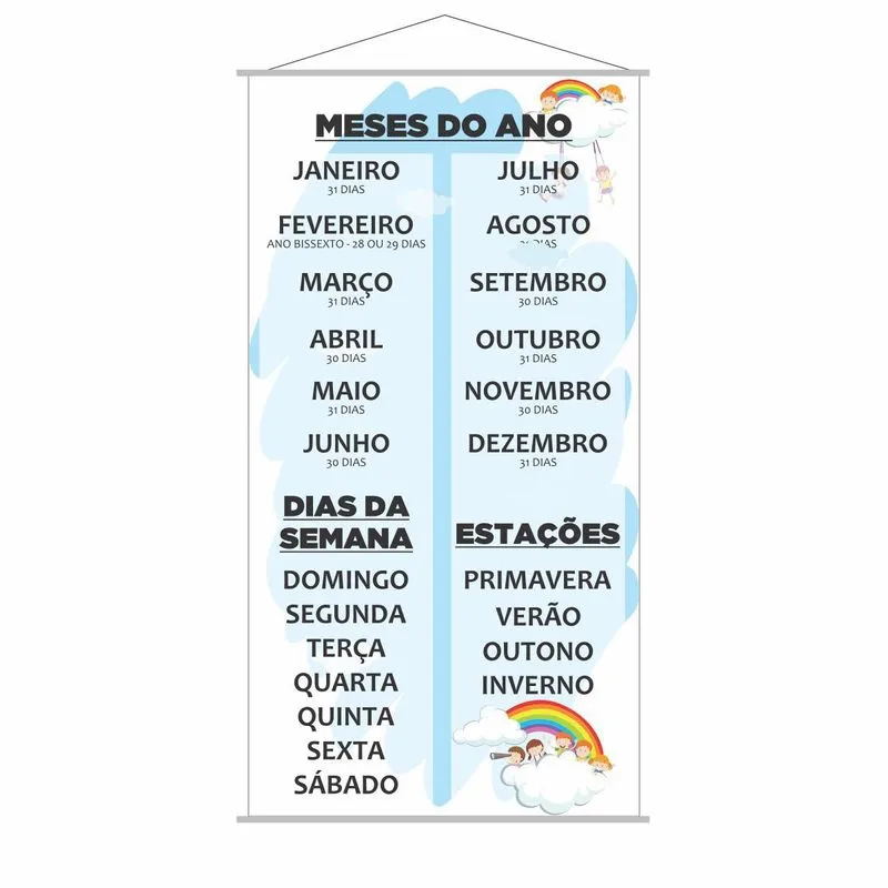Banner Meses Do Ano + Estações + Dias Da Semana 120x65cm