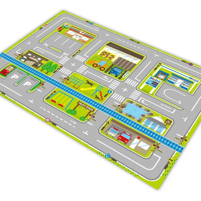 Tapete Pista Para Carrinhos Cidade Bairro 180x120cm