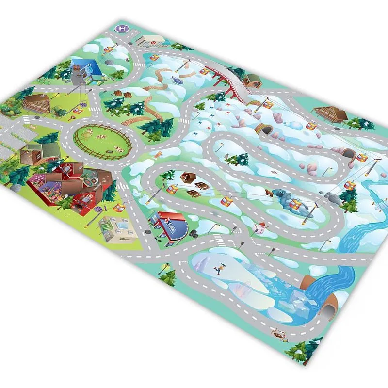 Tapete Pista Para Carrinhos Cidade Inverno 180x120cm
