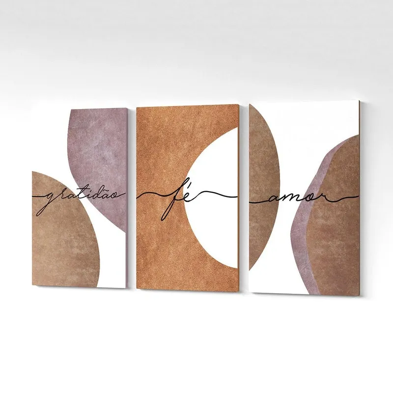 Quadro Decorativo Quarto Canvas Gratidão Fé Amor 125x65cm