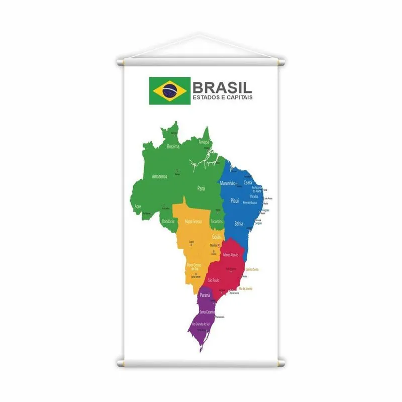 Banner Pedagógico Mapa Estados E Capitais Do Brasil 80X50Cm