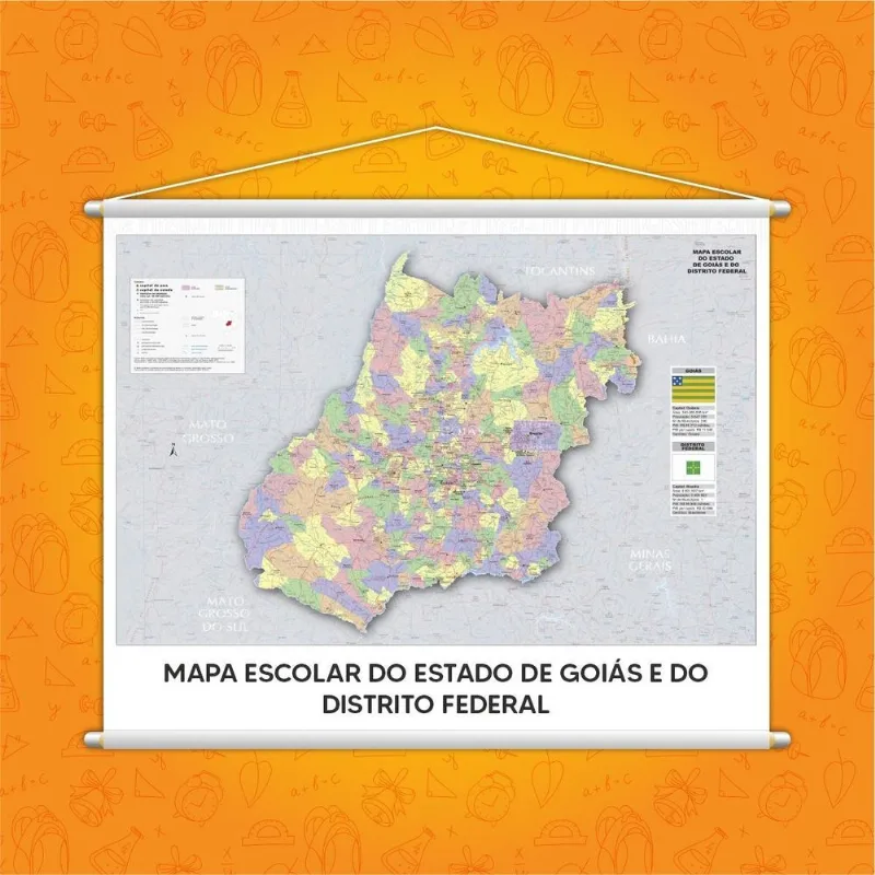 Banner Mapa Escolar De Goiás E Distrito Federal 100x80cm