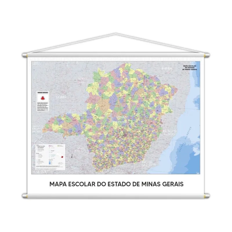 Banner Mapa Escolar Do Estado De Minas Gerais 100x80cm