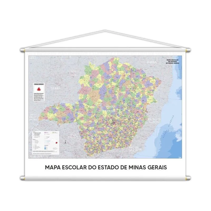 Banner Mapa Escolar Do Estado De Minas Gerais 130x100cm