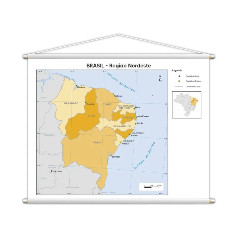 Banner Mapa Escolar Região Nordeste Geografia 130x100cm