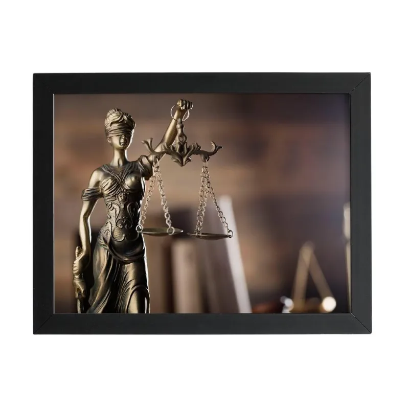 Balança Justiça Têmis Direito Quadro Moldura Preta 60x40cm