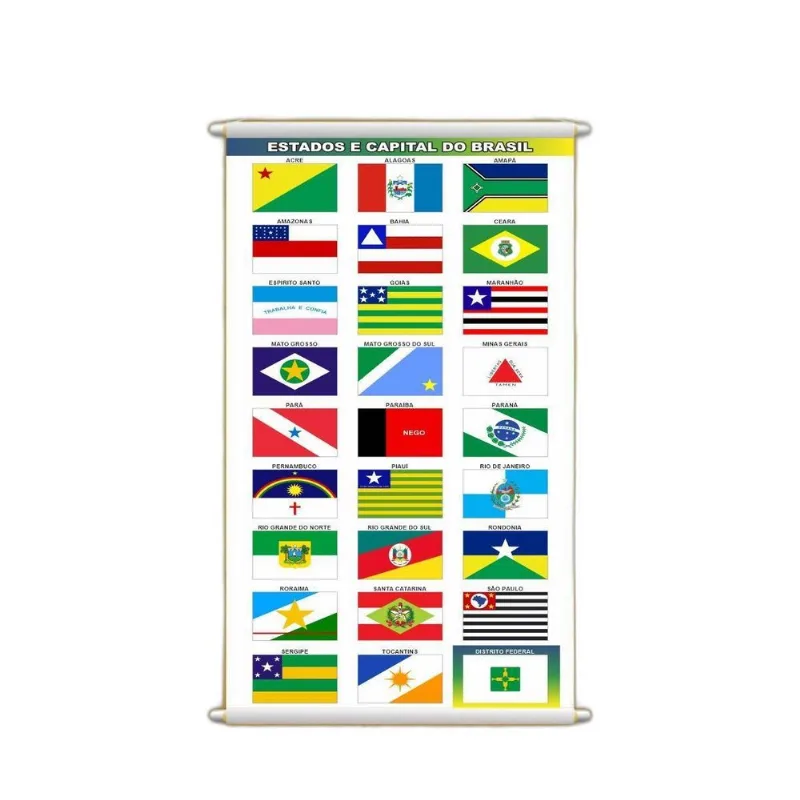 Estados E Capitais Do Brasil Bandeira Banner Escolar 80x50cm