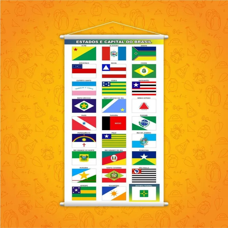 Estados E Capitais Do Brasil Bandeira Banner Escolar Grande