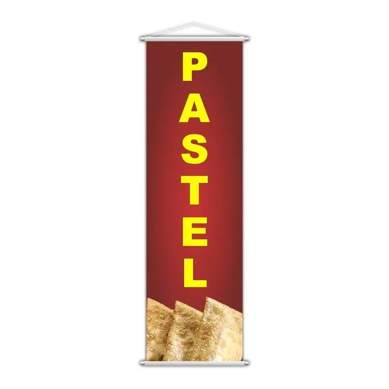 Banner Pastel Frito Banca Comida Lona Serviço 100X30Cm