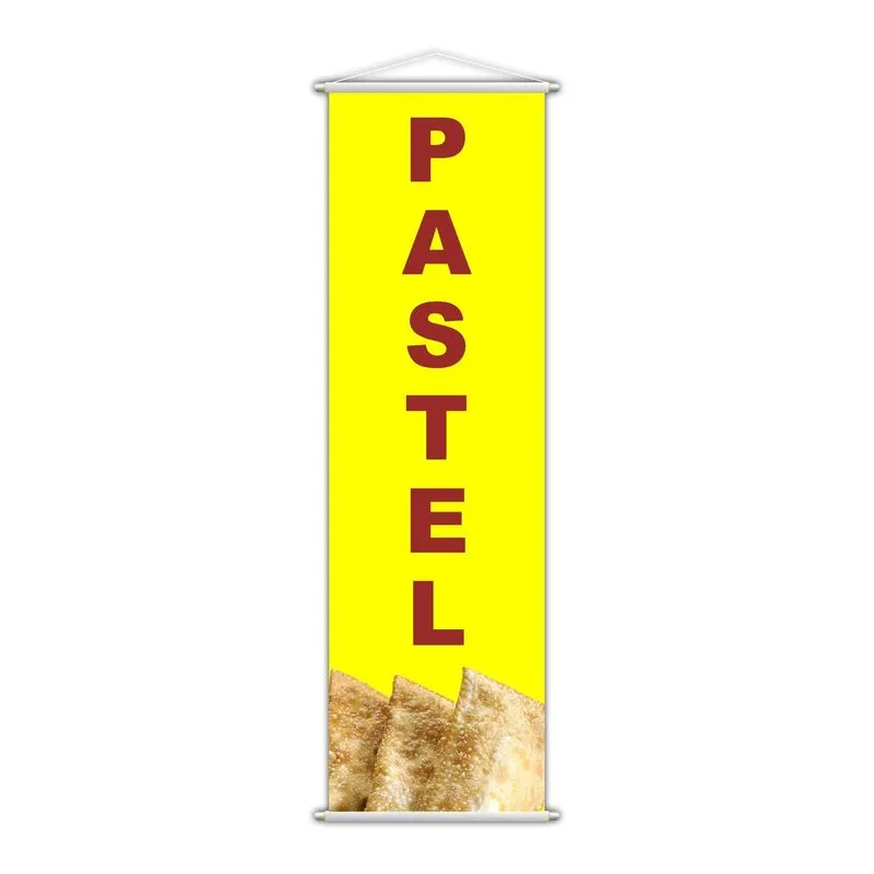 Banner Pastel Frito Banca Comida Serviço Lona 100x30cm