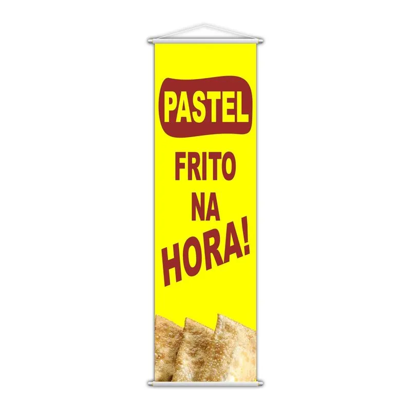 Banner Pastel Frito Banca Comida Serviço Amarelo 100x30cm