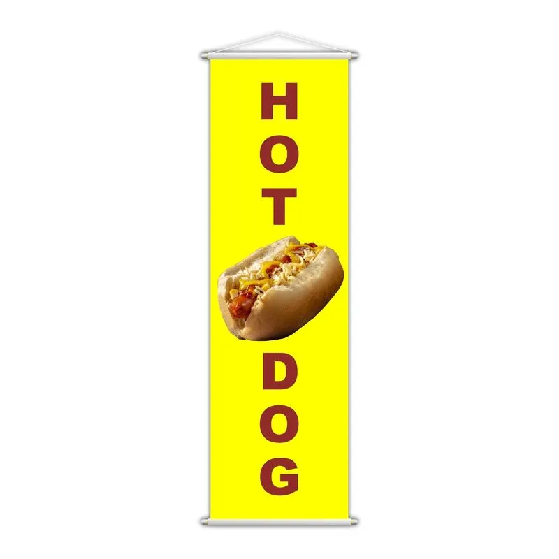 Banner Hot Dog Cachorro Quente Lanche Amarelo 100x30cm