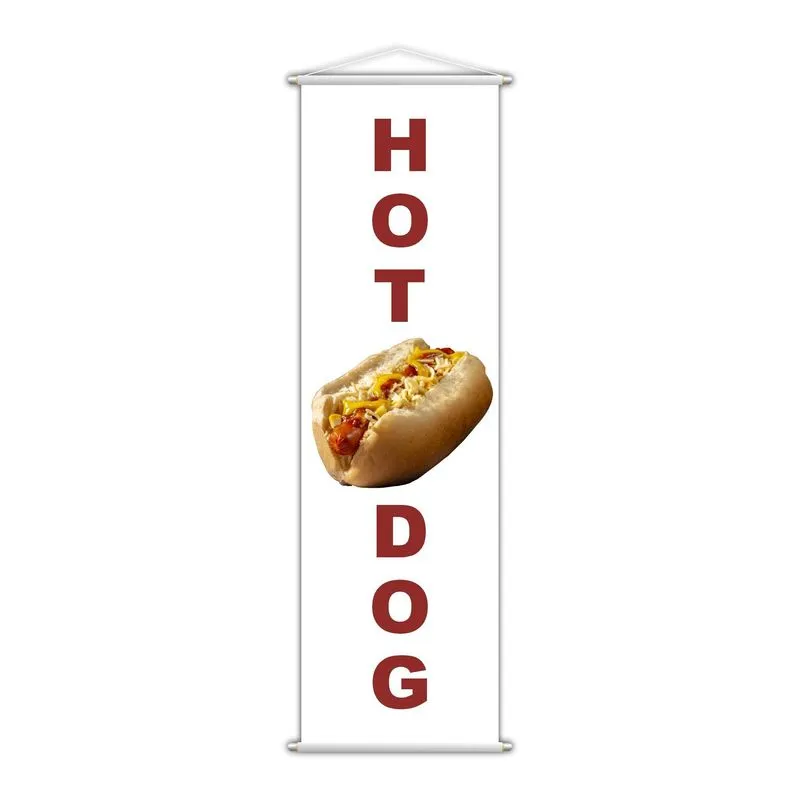 Banner Hot Dog Cachorro Quente Lanche Branco 100x30cm