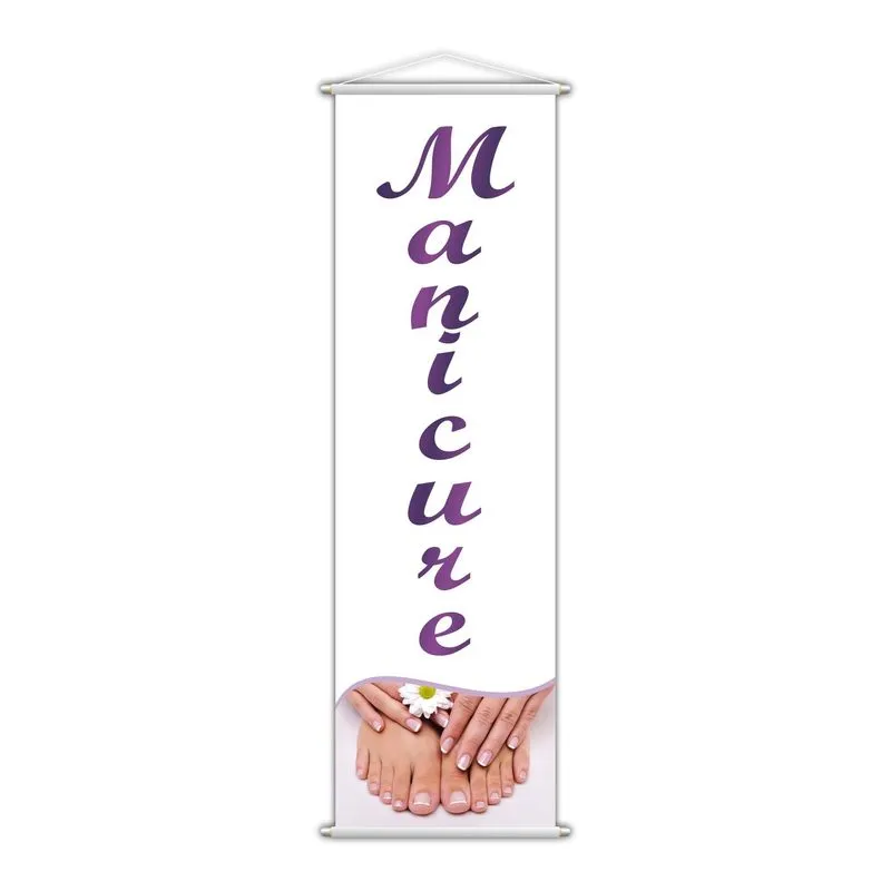 Banner Manicure Salão De Beleza Serviço Lona Branco 100x30cm