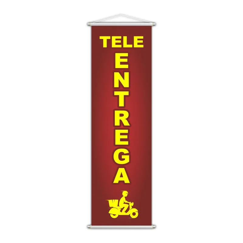 Banner Tele Delivery Serviço Lona 100x30cm