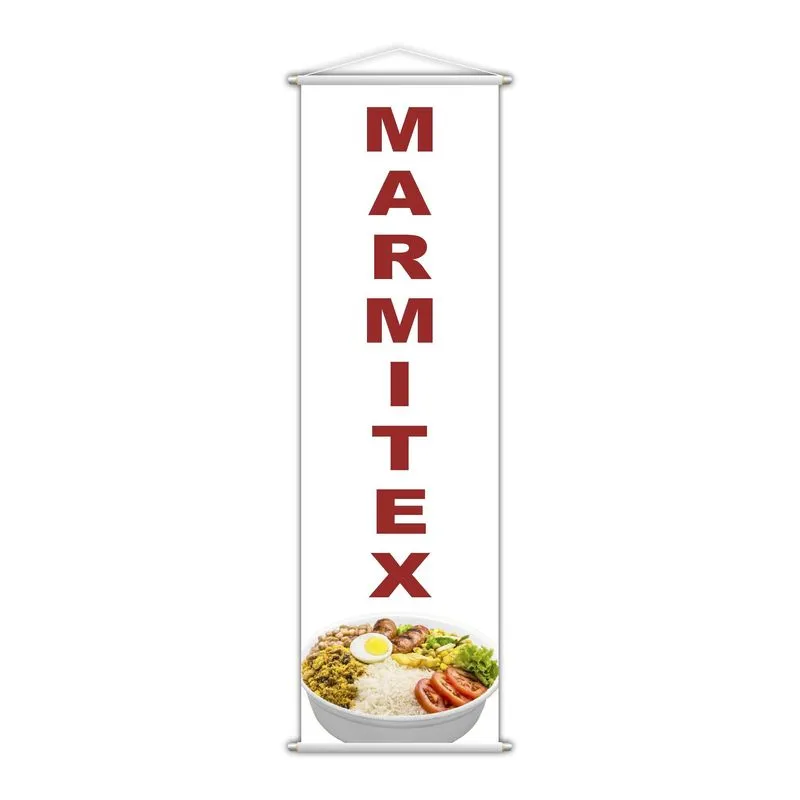 Banner Marmitex Restaurante Comida Serviço Branco 100x30cm