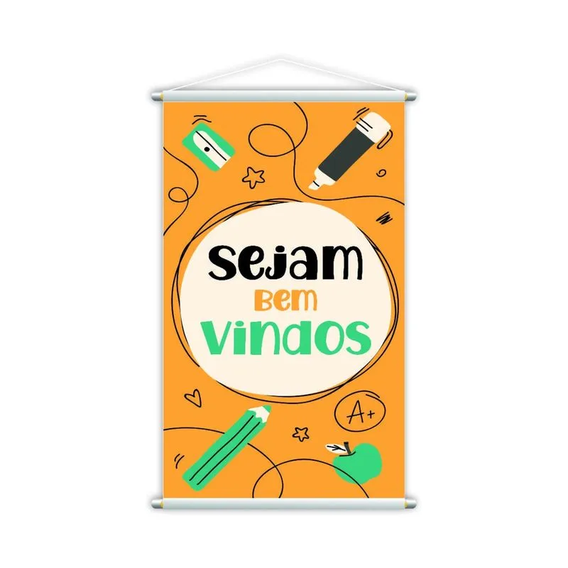 Sejam Bem Vindos Banner Amarelo Escolar Pedagógico Grande