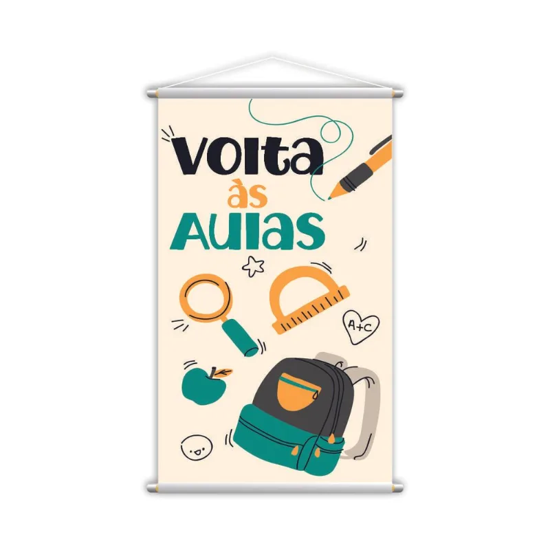 Volta Às Aulas Mochila Banner Escolar Pedagógico 80x50cm