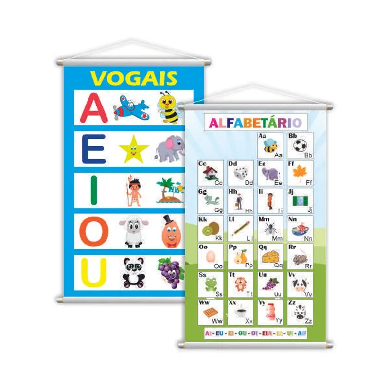 Vogais + Alfabetário Língua Portuguesa Kit 2 Banners Grande